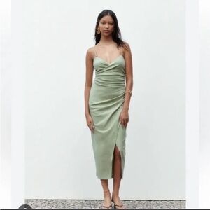 Zara Green Linen Dress